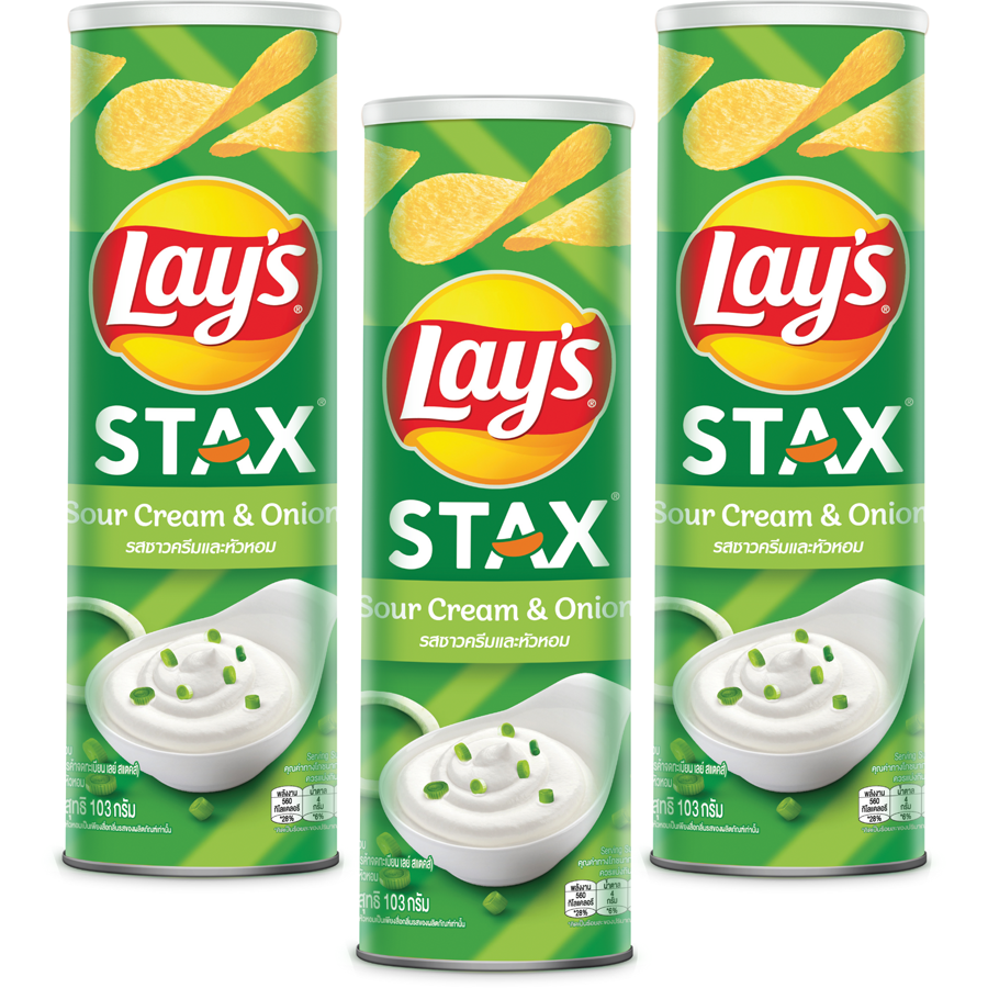 Combo 3 Lay's Stax Khoai Tây Miếng Vị Kem Chua Hành 100gr