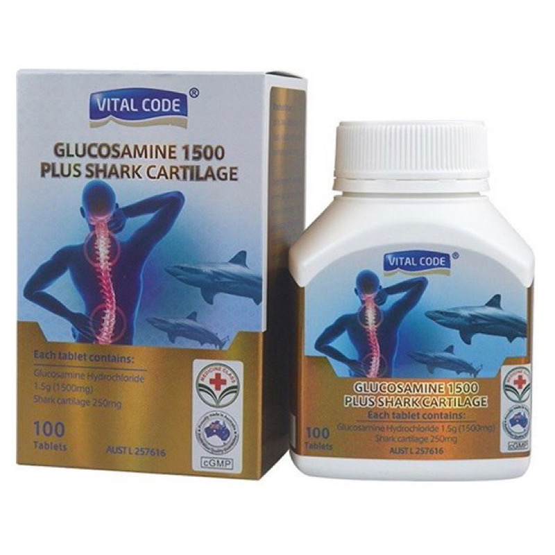 ￼Viên bổ khớp Vital Code Glucosamine 1500 Plus Shark Cartilage 100 viên