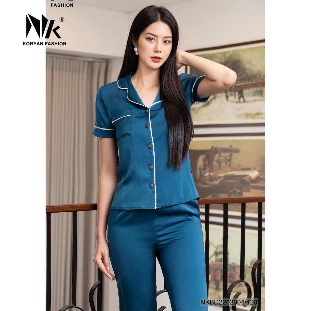Bộ Đồ Pyjama Mặc Nhà NK Fashion Chất Liệu Vải Nhập Hàn Cao Cấp, Thiết Kế Đơn Giản, Dễ Mặc NKBD2202004