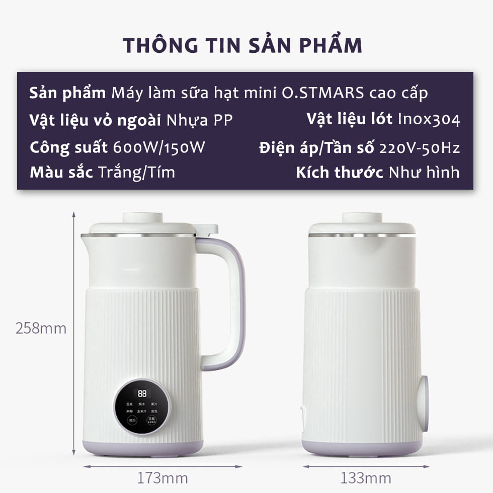 Máy Nấu Sữa Hạt, Máy Làm Sữa Hạt Mini Dành Cho Gia Đình, Đa Chức Năng, Nấu Cháo, Sinh Tố, Giao Màu Ngẫu Nhiên - Hàng Nhập Khẩu