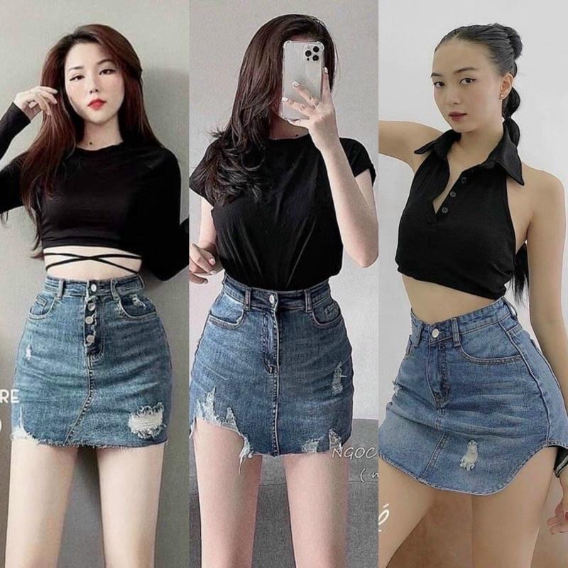 CHÂN VÁY JEANS (KÈM VIDEO HÌNH THẬT