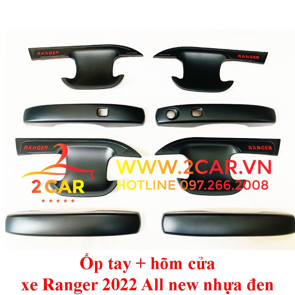 Ốp tay nắm, Hõm Cửa Xe Ford Ranger 2022 2023 nhựa đen cao cấp