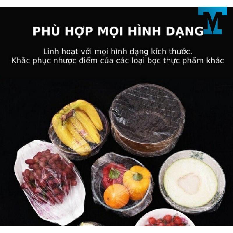 Gói 100c Màng Bọc Thực Phẩm Có Chun Co Dãn Tái Sử Dụng  Kèm Túi Gấu