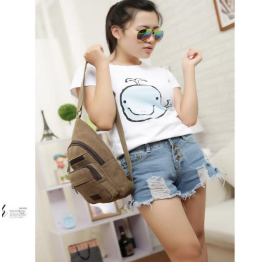 Túi Đeo Ngực Thể Thao Dã Ngoại Phối Da Phong Cách Thành Long 208071 3 + Tặng 1 Bút bi cao cấp .