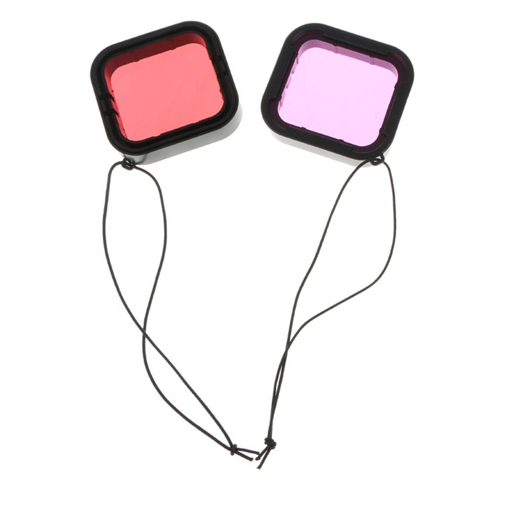 Red & Purple Dive Filter with Anti-lost Tether for HERO5 Black Camera