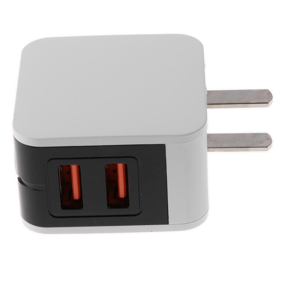 LED Dual USB Wall Charger 5V2A - Wall Charger Station Power Adapter with Foldable Travel Home Plug for iPhone x/8/7/Plus, Samsung Galaxy S8/7/6, Note 5