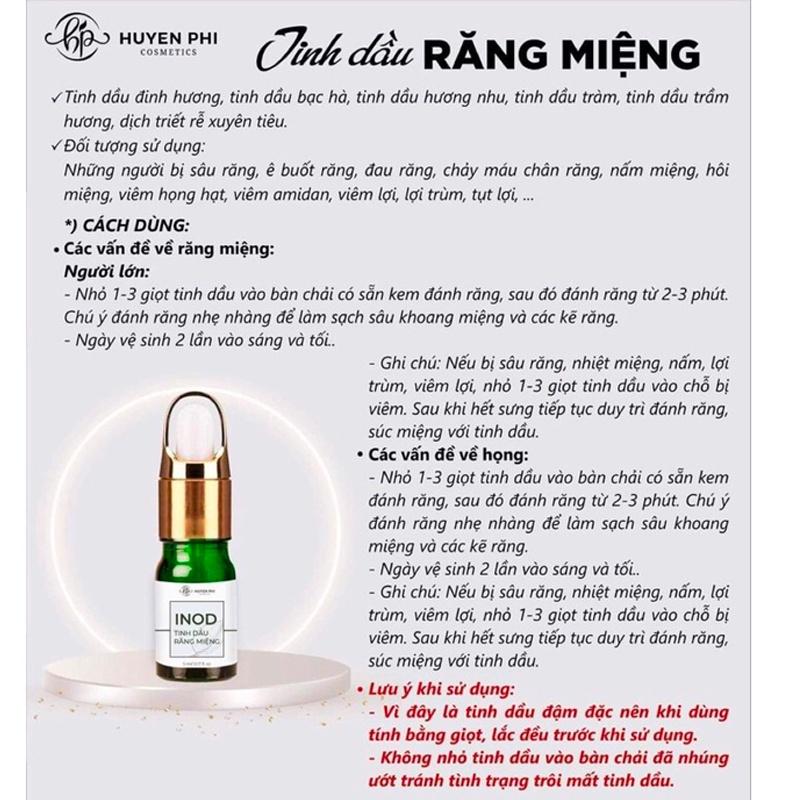 Tinh dầu hôi miệng Inod Huyền Phi 10ml tác dụng giảm nhiệt miệng, v iêm lợi, sâu răng sau 1 liệu trình