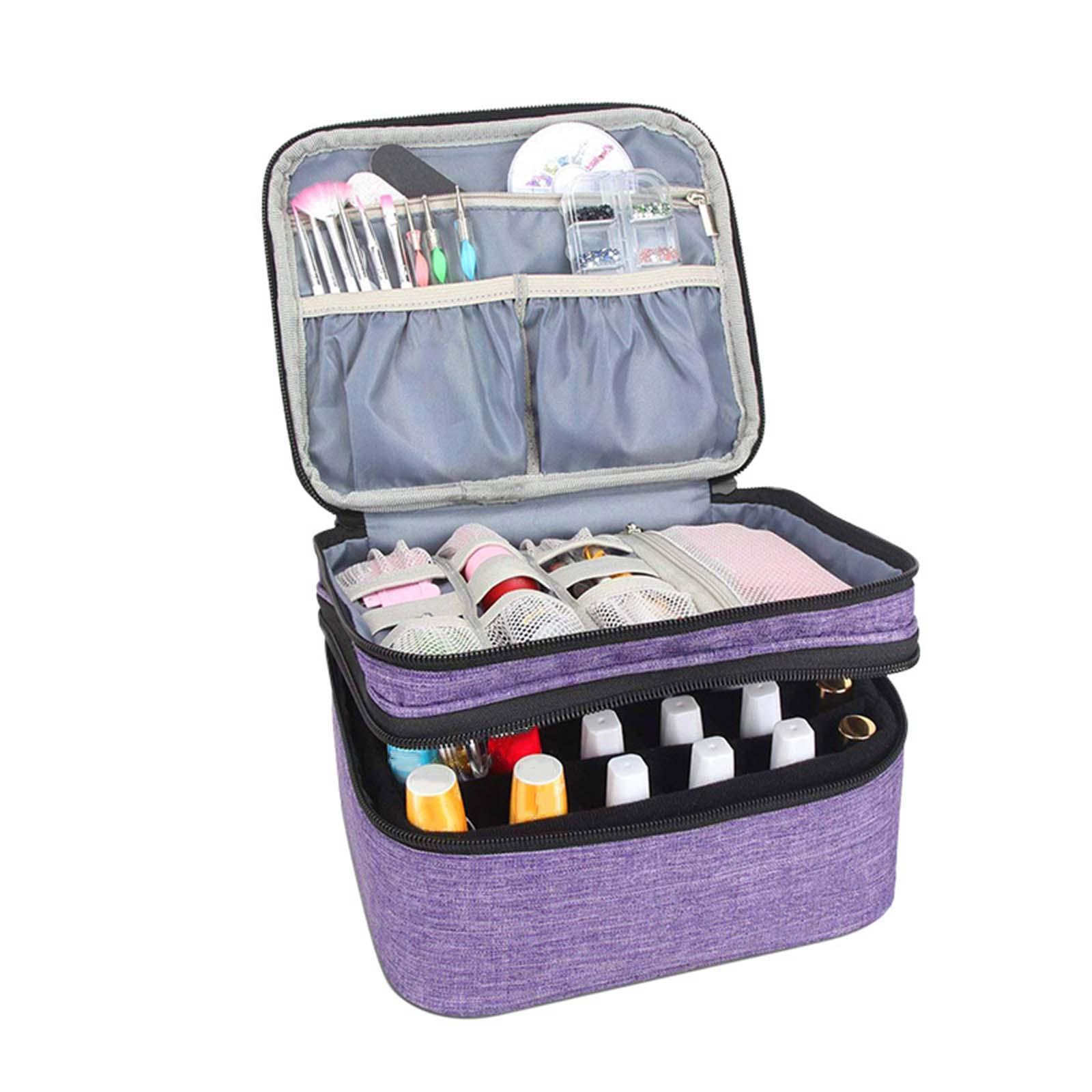 Double Layers Nail Polish Organizer Bag for Manicure Set Makeup Travel