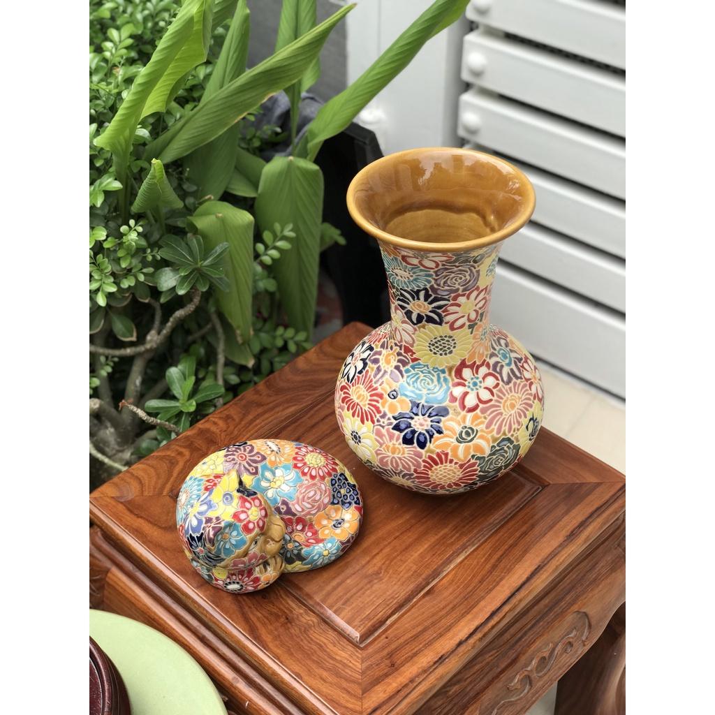 Bình Bách Hoa Vuốt Tay Trang trí cấm hoa trưng bày Decor
