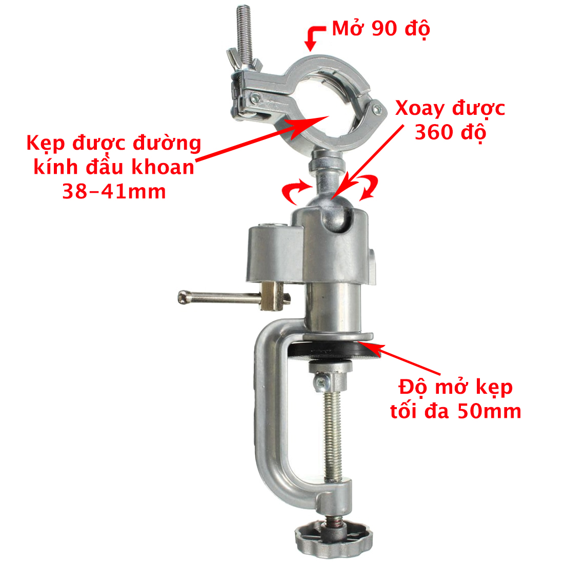 Giá đỡ máy khoan tay kẹp bàn xoay 360 độ