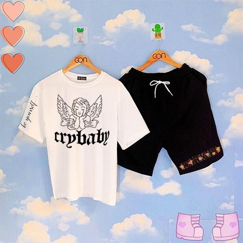 Set đồ bộ Quần Shorts Lửng Kẻ 3 Sọc Quần Ulzzang Ống Rộng Quần Đùi Kẻ Sọc