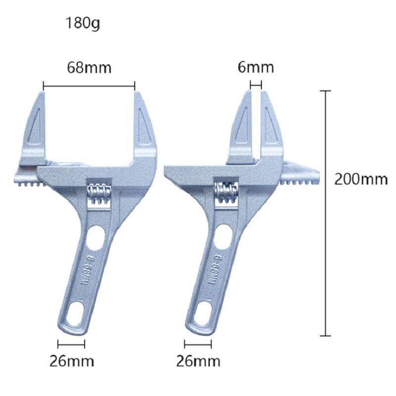 Cờ lê mở ống nước bằng hợp kim nhôm có thể điều chỉnh độ mở 6-68mm, tay cầm ngắn - Cờ lê, Mỏ lết