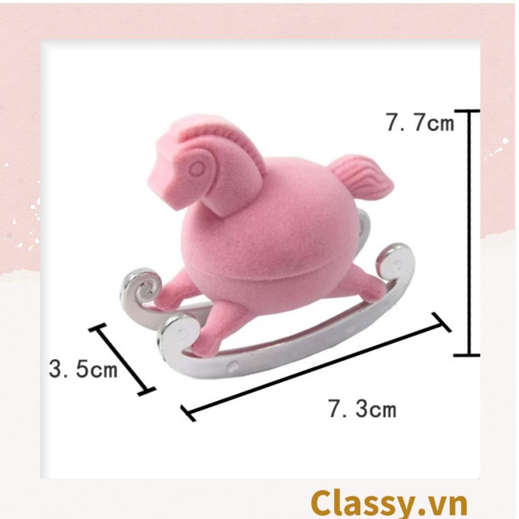 Hộp đựng nhẫn Classy, đựng trang sức hình chú ngựa hồng độc đáo Q1304