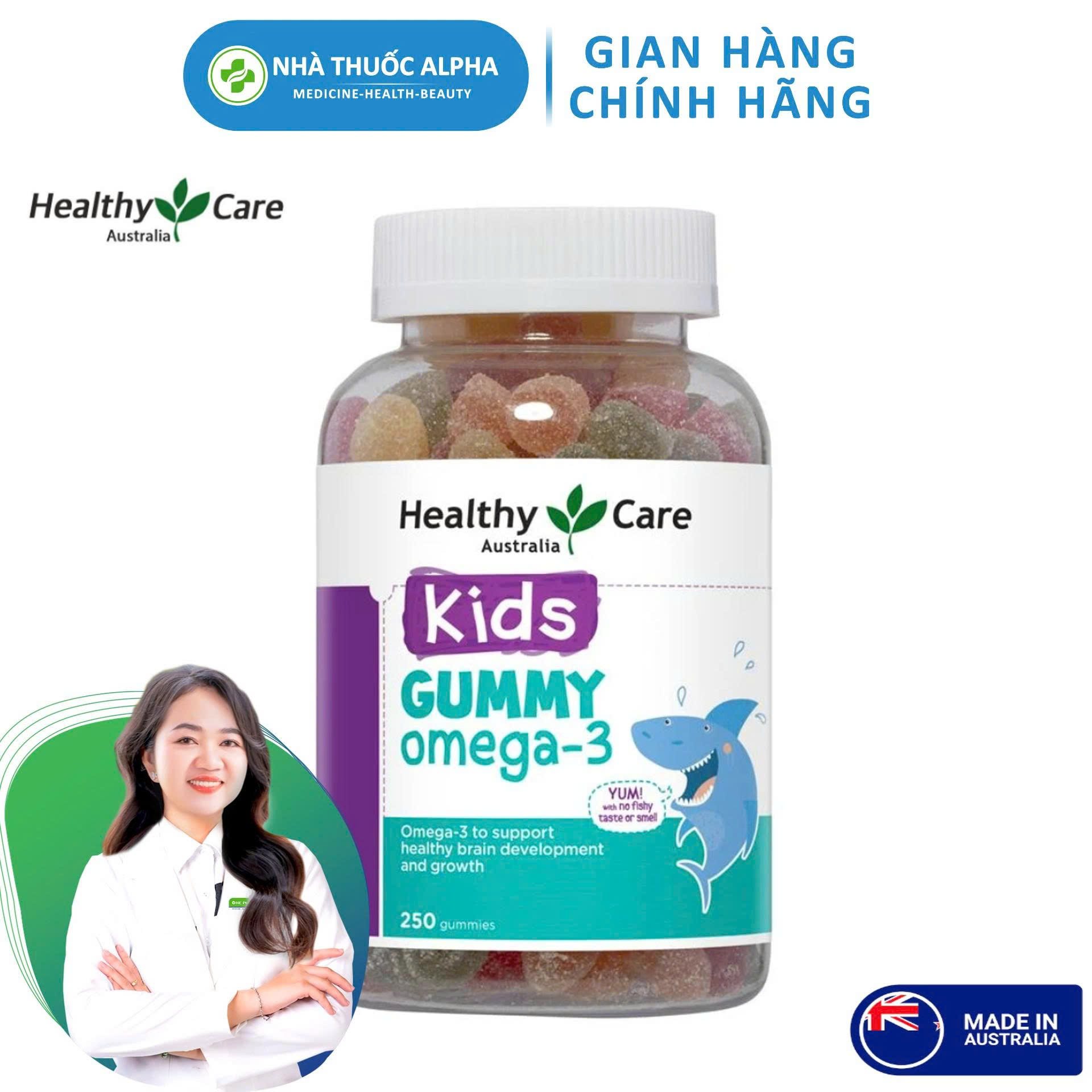Viên nhai bổ sung Omega 3 cho trẻ Healthy Care Delicious Gummy Omega 3 250 viên
