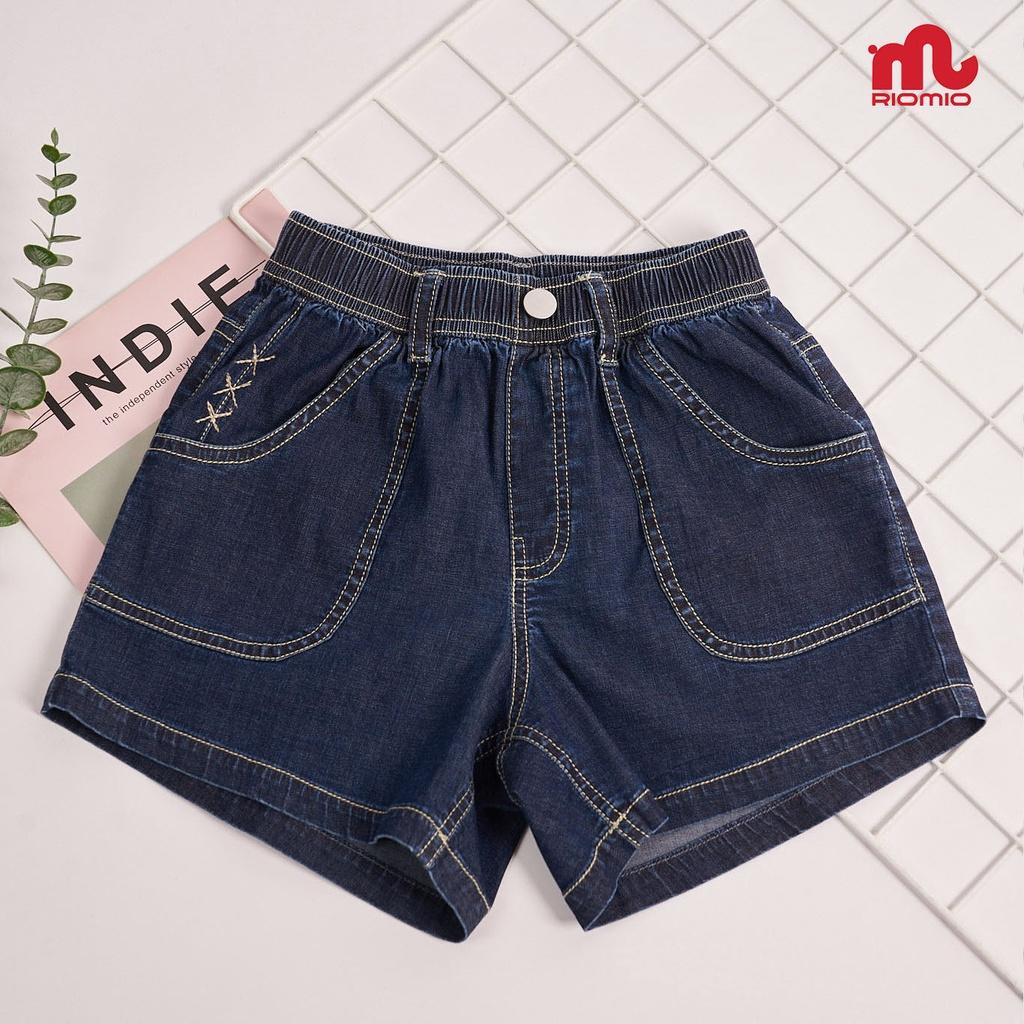 Quần bé gái short jean RIOMIO sooc bò cho trẻ em 100% cotton USA co giãn nhẹ thoáng mát thời trang - RO206