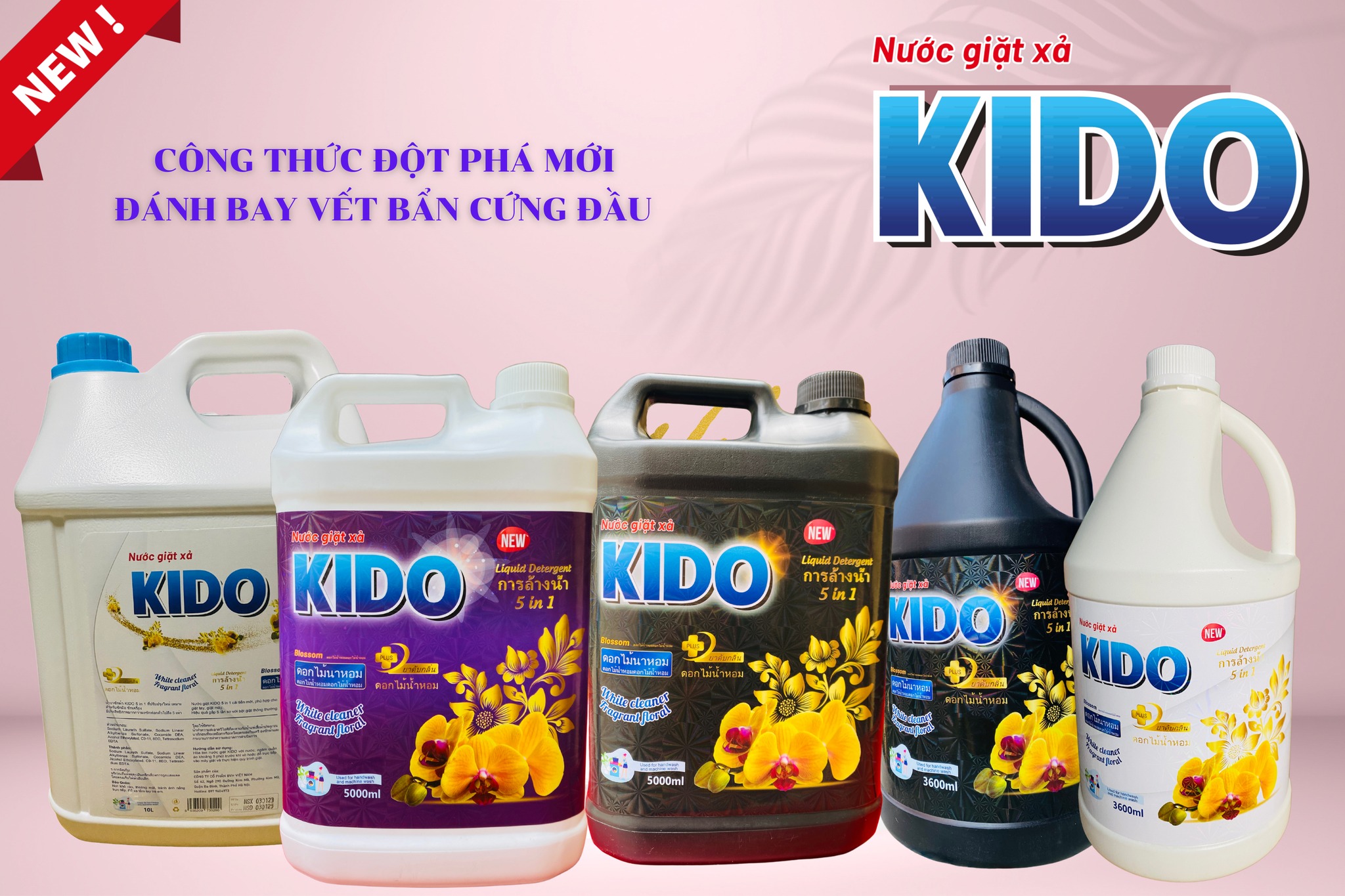 Nước Giặt Xả KIDO Lưu Hương Cá Ngựa Tím 5 Lít Lưu Hương 24 giờ