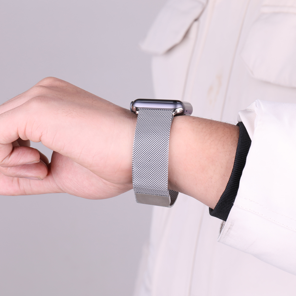 Dây đeo kim loại thay thế cho đồng hồ IOS Series 1/2/3/4 bằng thép không gỉ không cần ốc vít