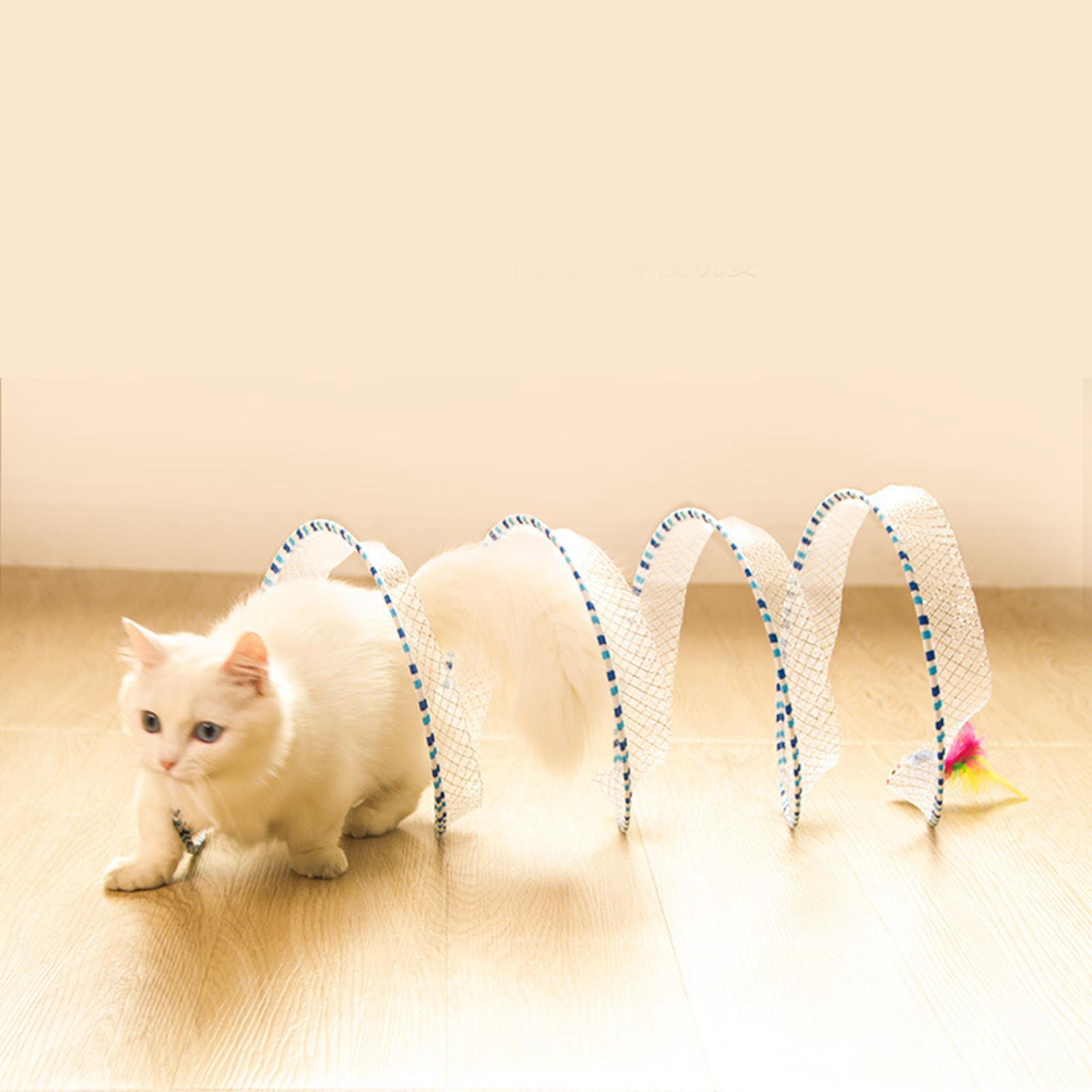 Cat Tunnel Folding Lightweight Elastic Mesh S Tunnel Spring Toy Tunnel Tube Cats Collapsible Tunnel Cats for Accessories Play Home