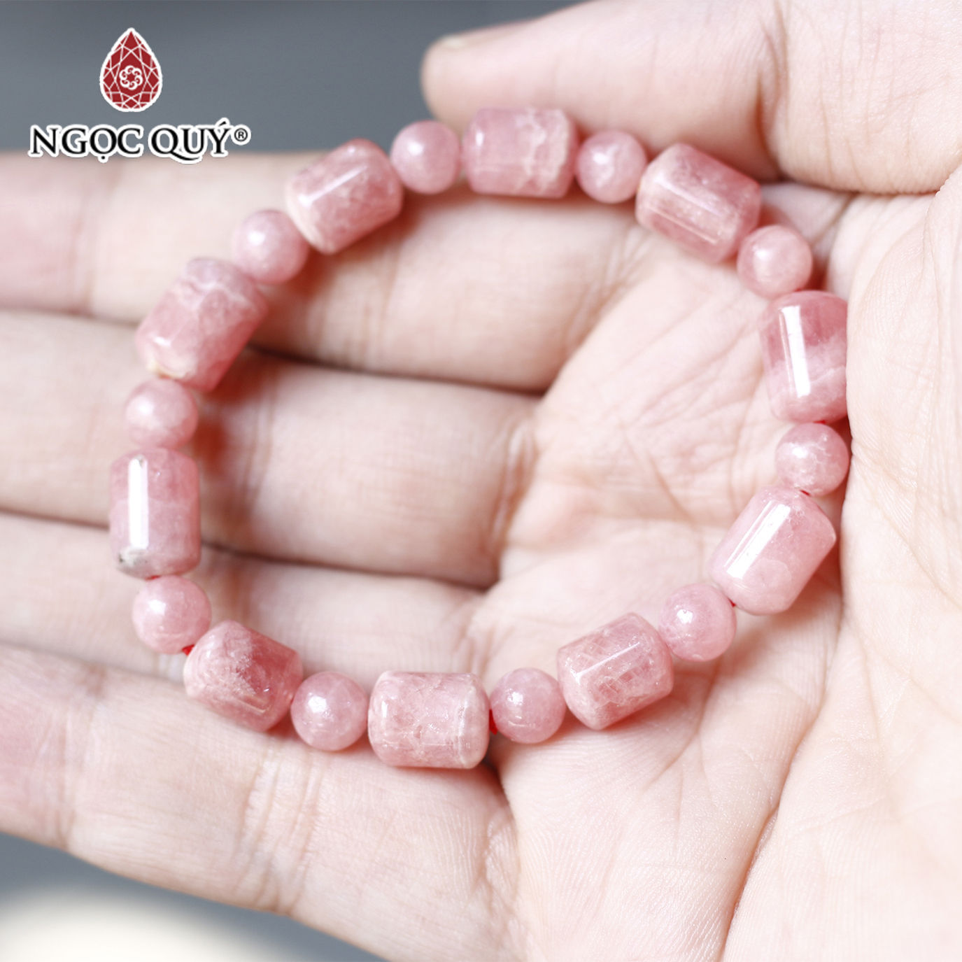 Vòng lu thống đá đào hoa rhodochrosite mệnh hỏa, thổ - Ngọc Quý Gemstones