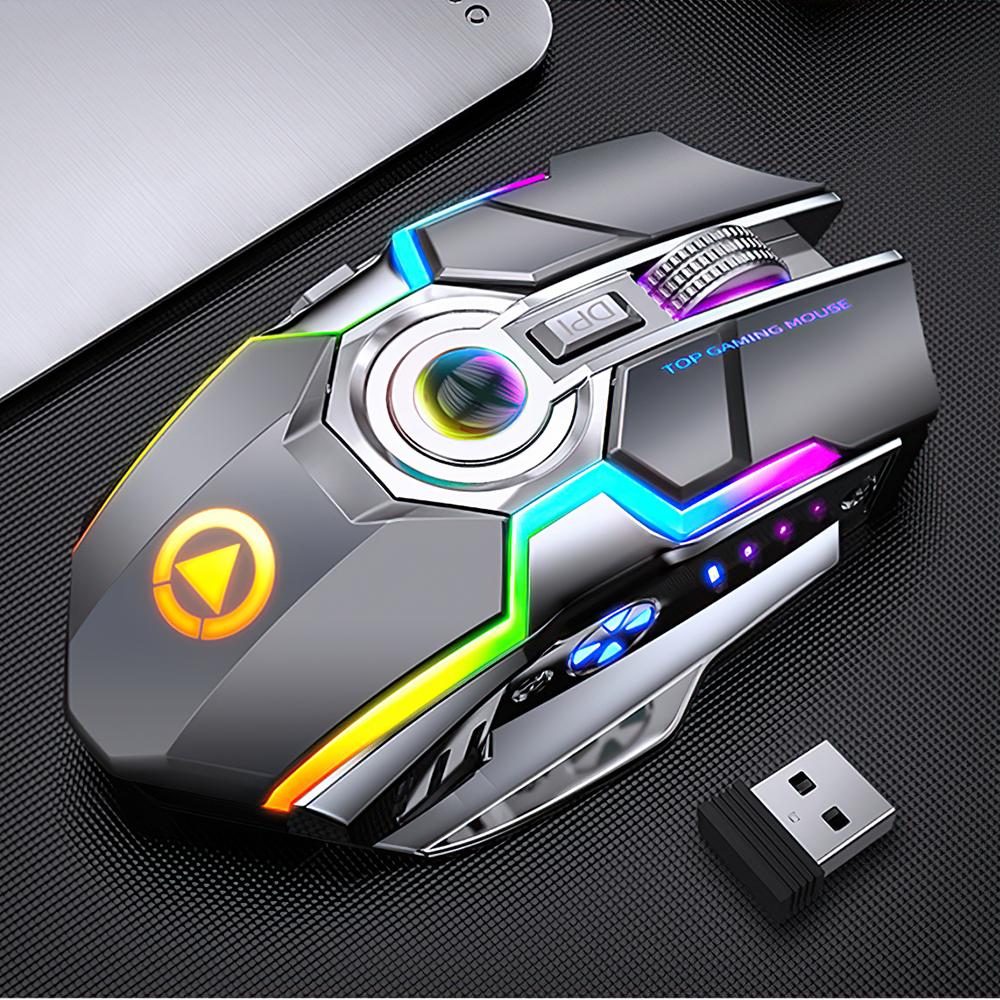 Hay Cơ Học 2.4G Quang USB Chuột Không Dây Silent Chuột Chơi Game RGB Backlit Cho Tính Laptop Công Sở Trò Chơi