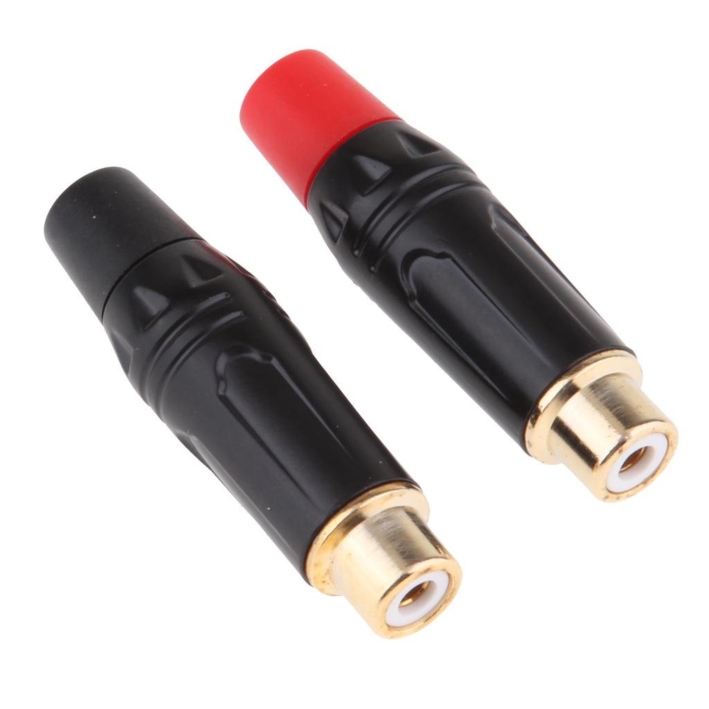 Gold Plated RCA Male+Female Plug Adapter Audio Cable Connector Speaker Plug