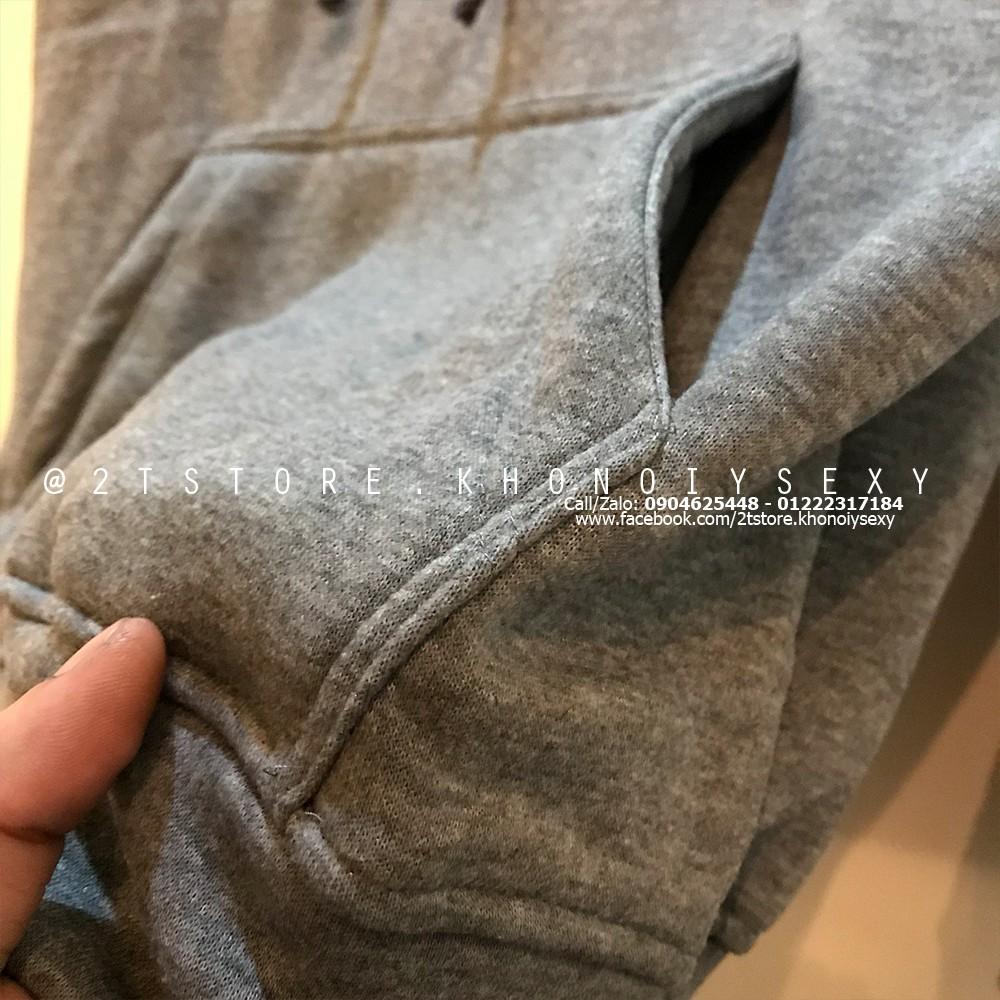 Áo hoodie unisex 2T Store H07 màu xám đậm khoác nỉ chui đầu nón 2 lớp dày dặn đẹp chất lượng