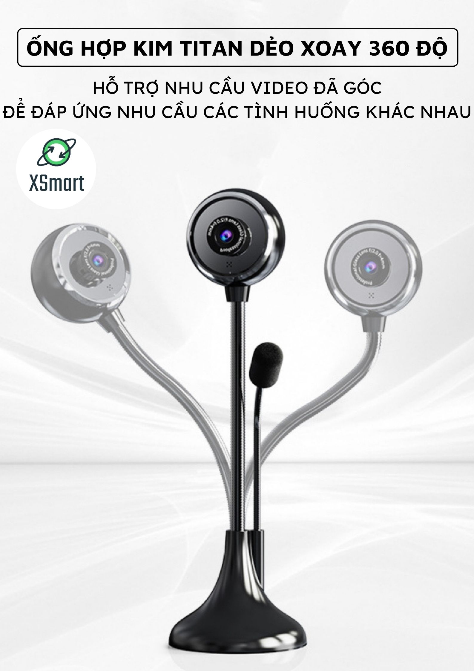 Webcam máy tính có mic xoay 360 A09 FULL HD NEW 2023 cao cấp dùng học tập, live camera trên pc laptop - Hàng Chính Hãng
