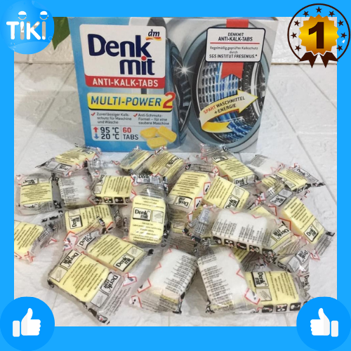 2 Viên Tẩy, Vệ sinh Lồng Máy Giặt Denkmit Anti Kalk Tabs, sử dụng 1-2/tuần, khử mùi ẩm mốc, thích hợp khi khí hậu nồm ẩm, phơi đồ lâu khô
