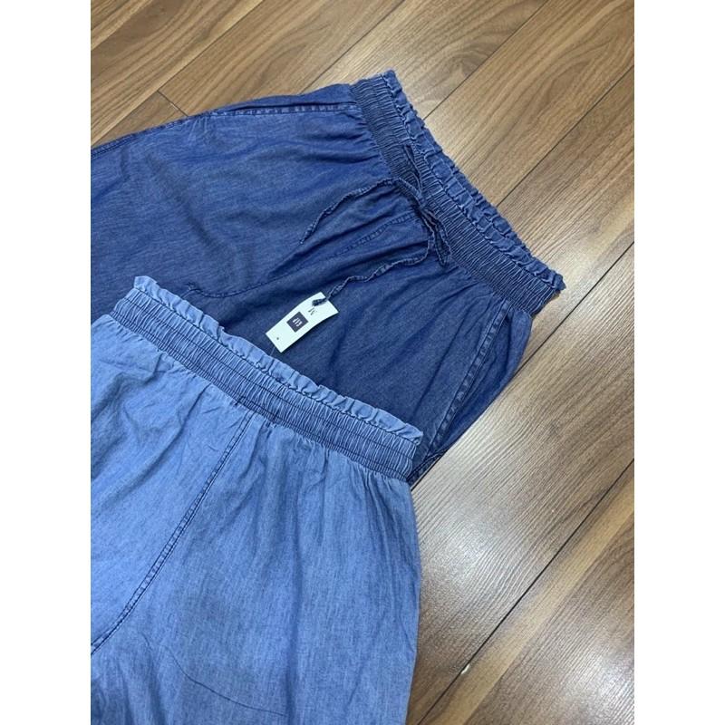 QUẦN JEANS GIÂY ỐNG SUÔNG CỘT NƠ LƯNG THUN CẬP BẾN B-T