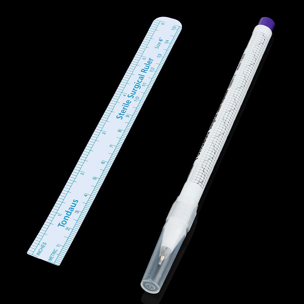 Surgical Tattoo Piercing Skin Marker Positioning Body Art Pen With Rulers
