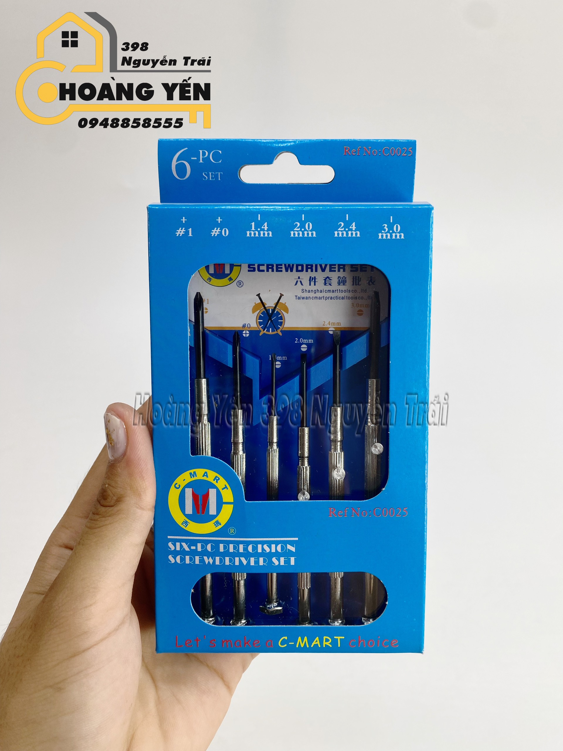 Bộ tua vít sửa đồng hồ, Bộ tua vít sửa điện thoai, bộ tua vít vặn chi tiết nhỏ 6 cái C-Mart C0025