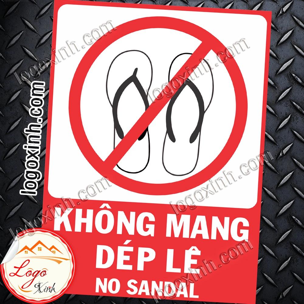 LOGO TEM STICKER BIỂN BÁO CẤM KHÔNG ĐƯỢC MANG DÉP LÊ- NO SANDAL - BIỂN CẢNH BÁO, BIỂN CẤM