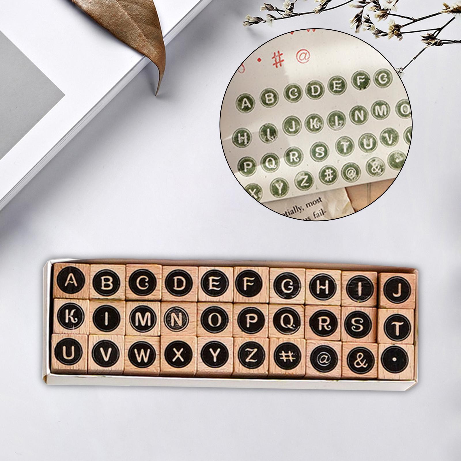 Set of 2 Wooden Letters Stamp Set Scrapbook Stationery DIY Arts