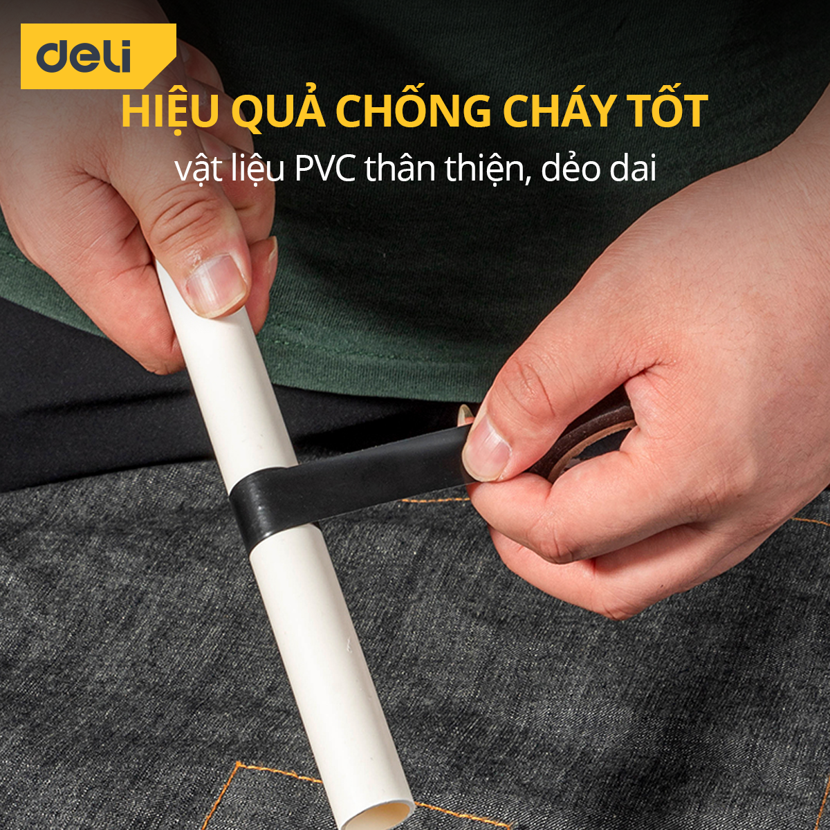 Băng Dính Cách Điện Deli - Chất Liệu Chống Cháy Hiệu Quả - Sử Dụng An Toàn Cho Gia Đình - EDL5261