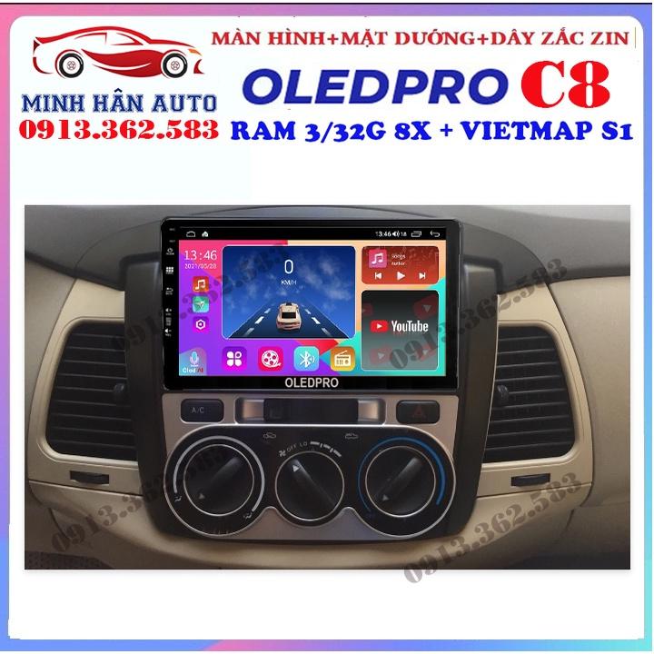 Combo màn hình OLEDPRO C8 kèm mặt dưỡng,dây nguồn cho xe TOYOTA INNOVA 2007-2012