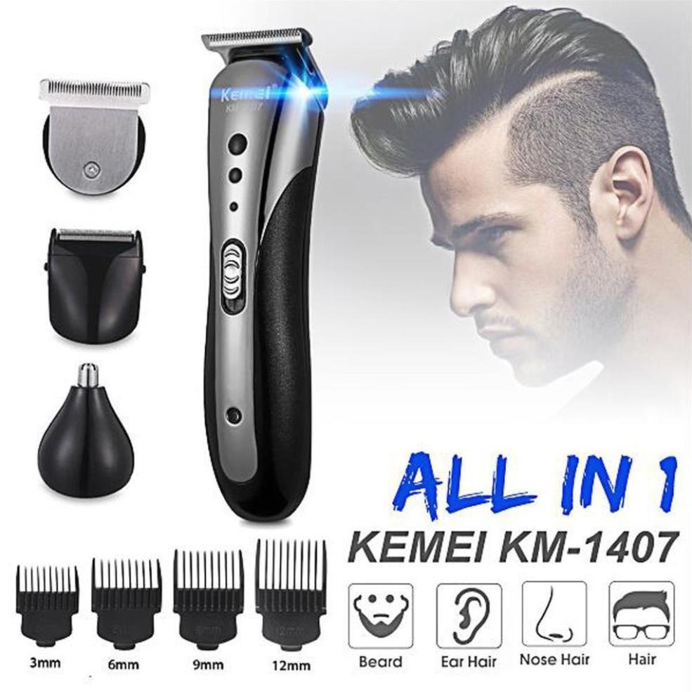 Tông đơ cắt tóc kemei 1407 kiêm cạo râu, tỉa lông mũi 3 trong 1 .