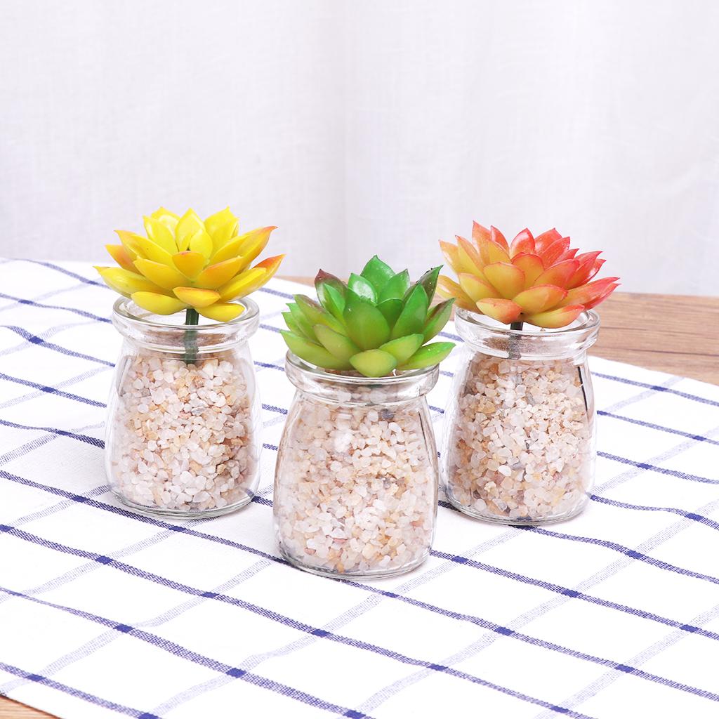 Artificial Succulent Plant Mini Potted Plants Office Home Hotel Decor