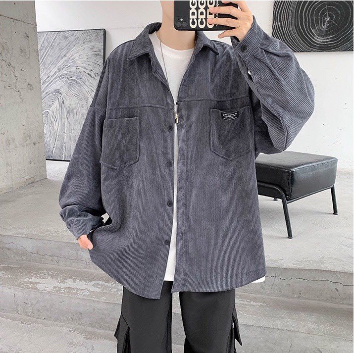 Áo sơ mi unisex form rộng - somi nam nữ sọc số 3