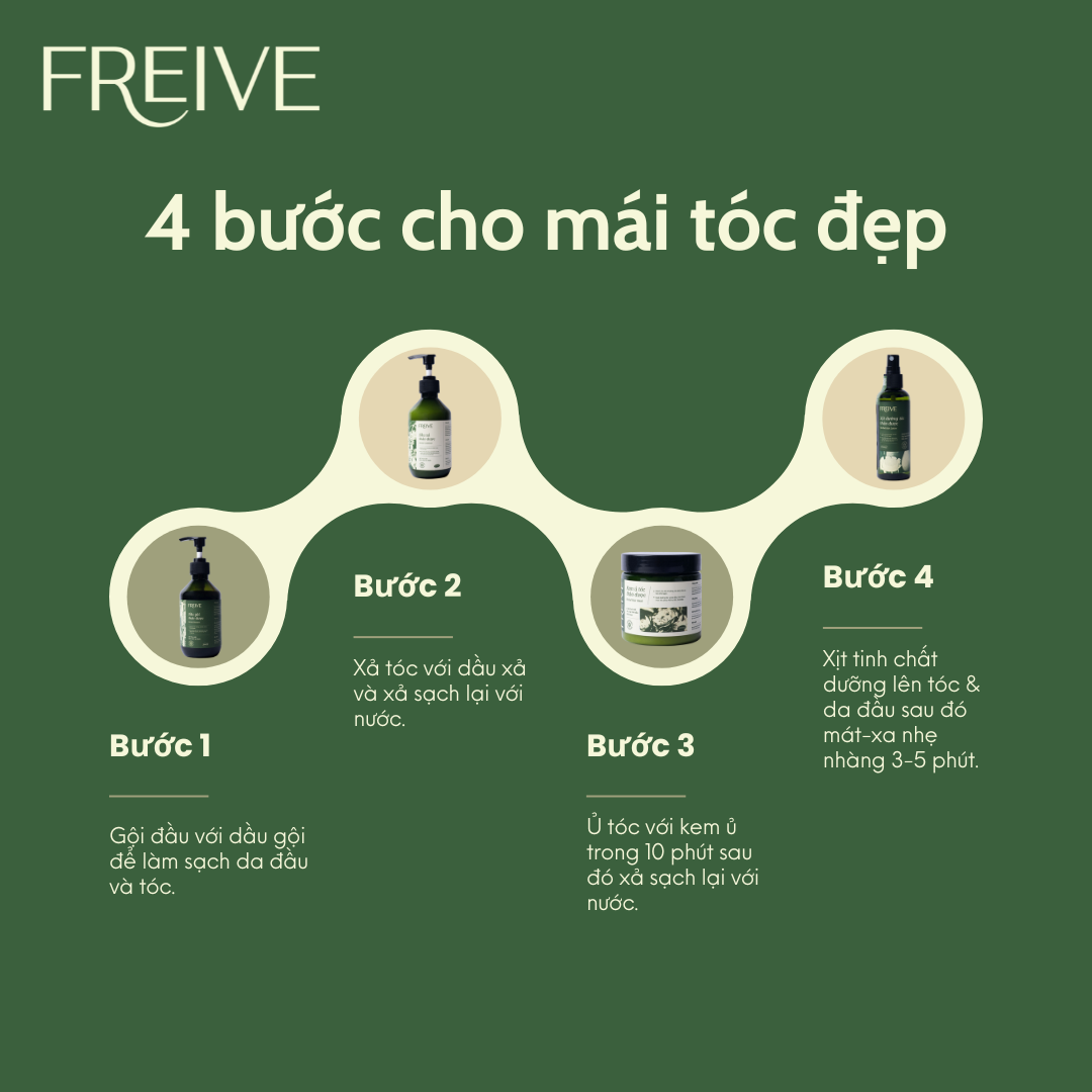 Kem ủ tóc thảo dược Freive phục hồi hư tổn mọc tóc mượt tóc giúp đen tóc 200ml