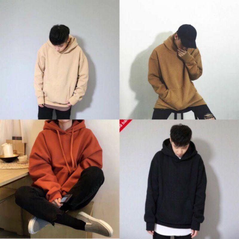 Áo hoodie nỉ trơn màu cam loại 1, áo đôi nam nữ thu đông cao cấp