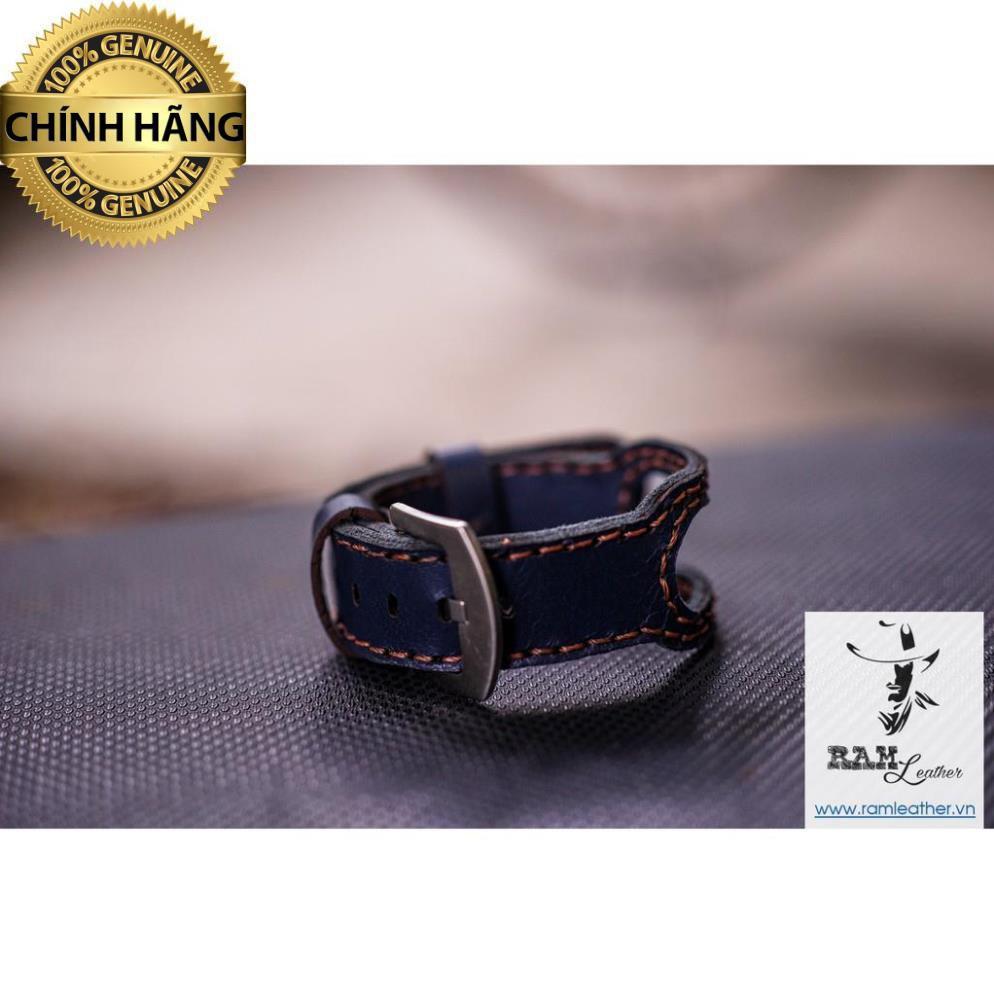 DÂY DÀNH CHO MIBAND DA BÒ XANH NAVY-CHÍNH HÃNG RAM LEATHER .