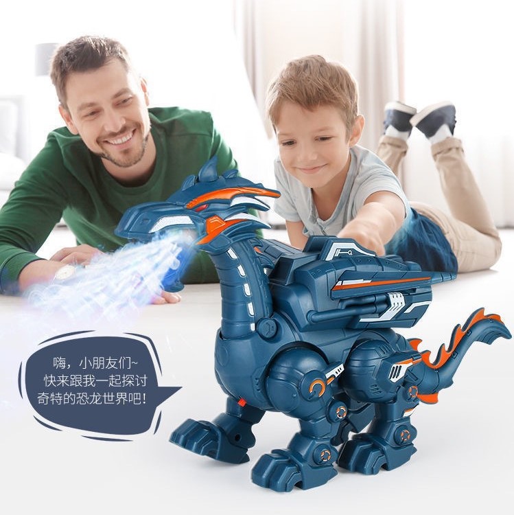 Đồ chơi khủng long robot phun lửa cỡ lớn có đèn âm thanh biết đi cho bé, quà tặng sinh nhật cho bé