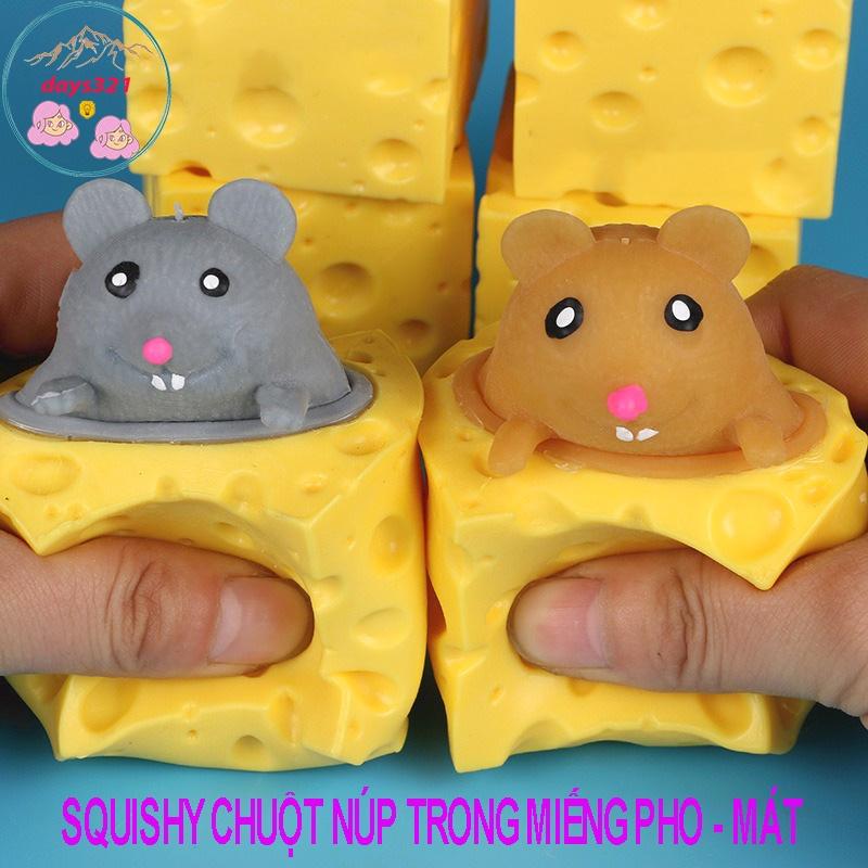 CHUỘT NÚP PHÔ MAI Squishy đồ chơi bóp tay Mochi mềm mịn dễ thương chân thực giảm stress co dãn đàn hồi ngộ nghĩnh bóp gi