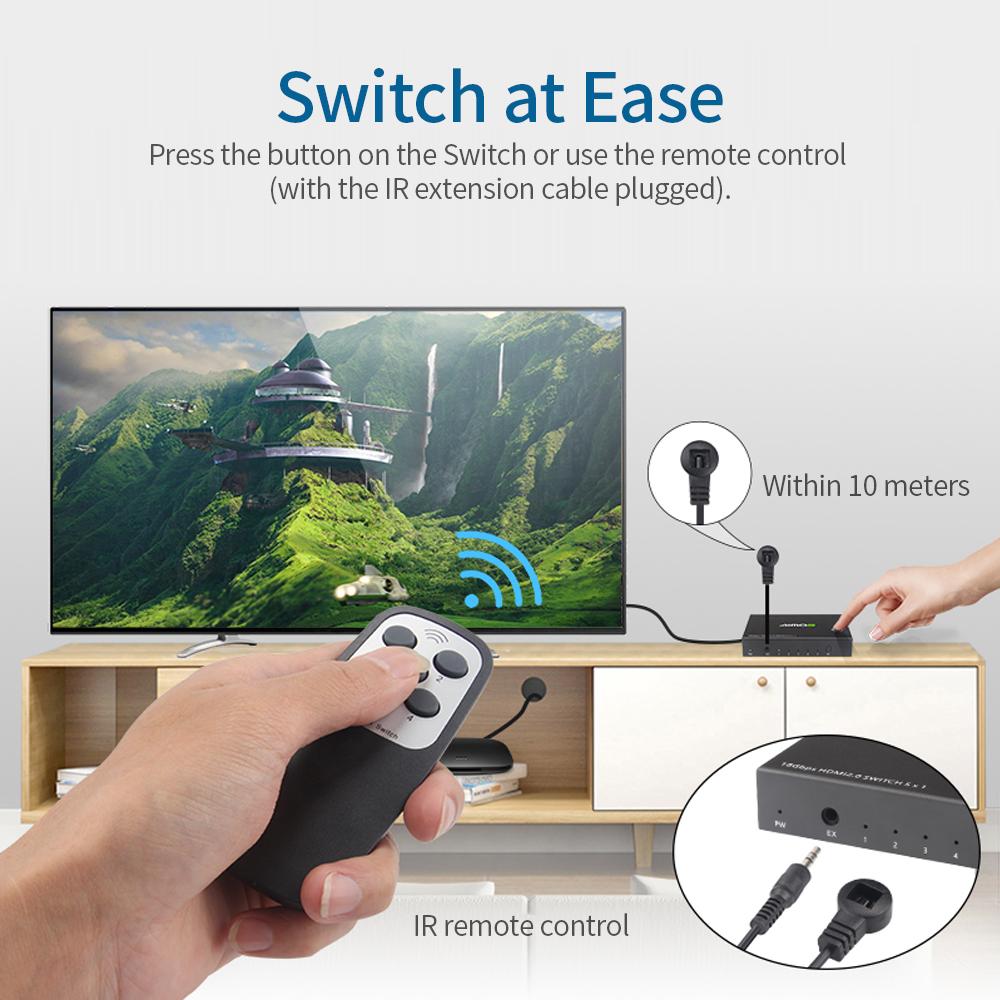 Bộ chuyển đổi HDMI AIMOS 5 trong 1 phân giải 4K @ 60Hz dành cho Bảng điều khiển trò chơi / Máy tính xách tay / DVD