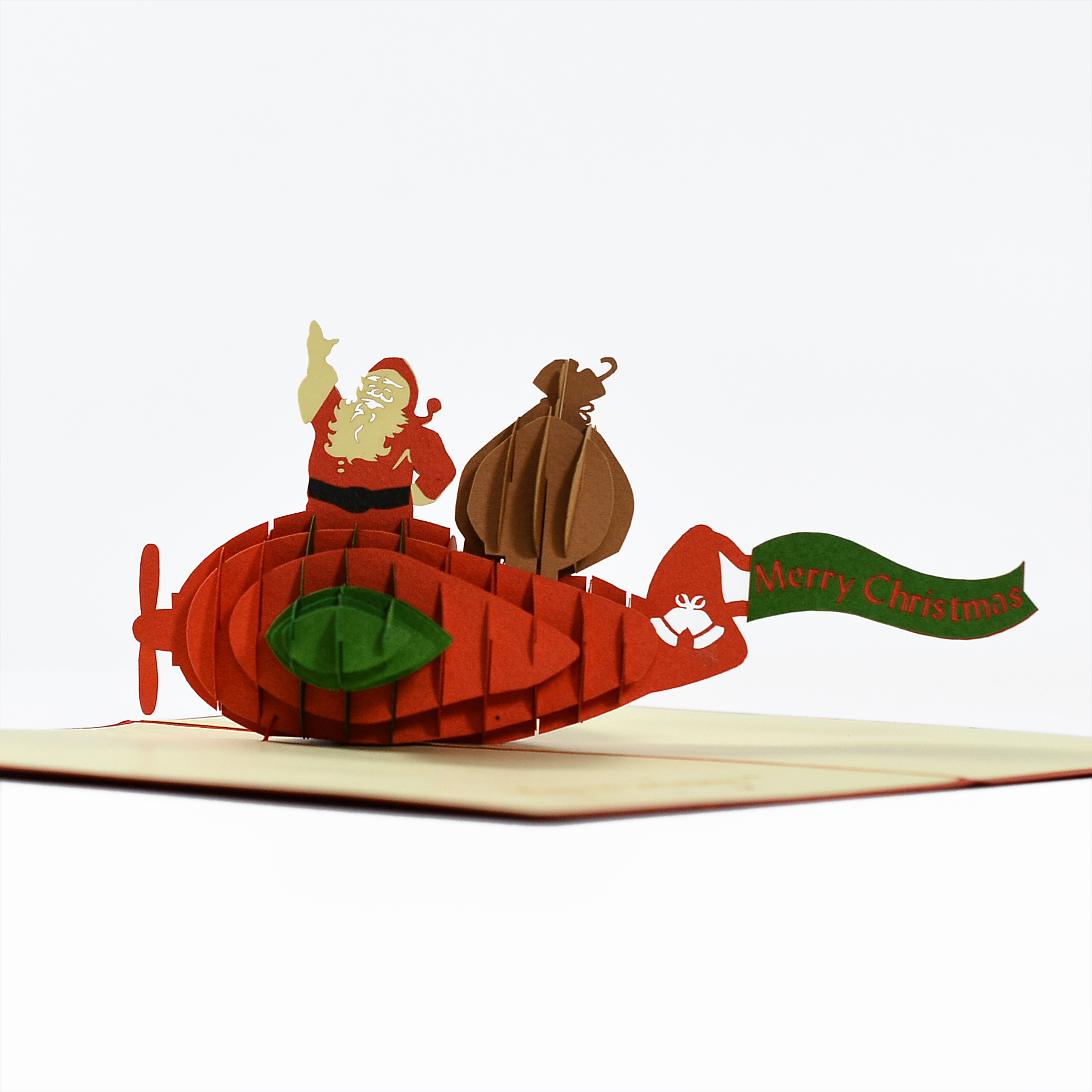 Thiệp 3D handmade
Santa Clause, Ông già Noel cũng chiếc máy bay size 12x18cm CN120