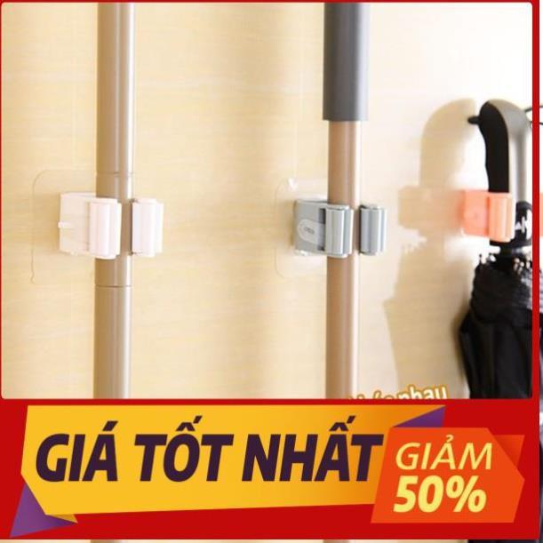 Móc dán tường thông minh kẹp chổi giữ cây lau nhà miếng trong suốt đa năng treo đồ chịu lực siêu dính chắc