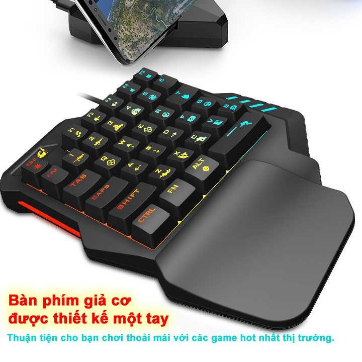 Bàn phím giả cơ FREE WOLF K1/K15 chơi game Pubg Mobile, Rules of Survival, Free Fire trên điện thoại, máy tính bảng