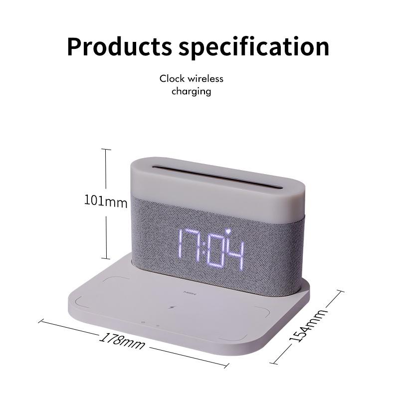 Đồng Hồ Báo Thức Điện Tử Tráng Gương Đa Năng Kèm Sạc Không Dây Tiện Dụng