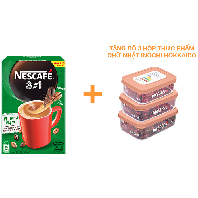 Combo 3 hộp NESCAFÉ 3IN1 Công thức cải tiến - VỊ RANG ĐẬM Hộp 20 gói