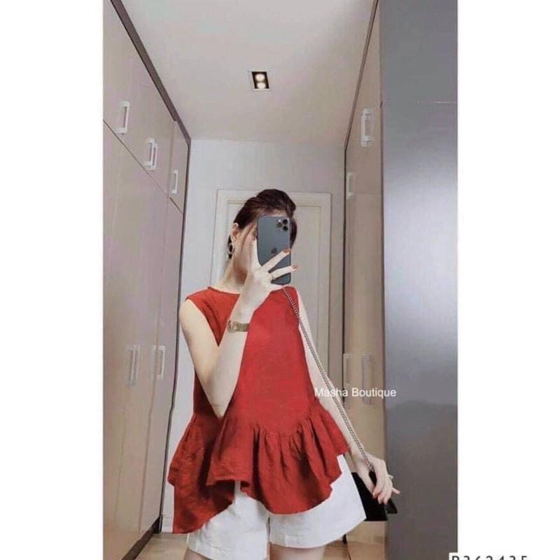 Sét đùi vải đũi áo xoè bèo tay ngắn cực xinh ở nhà hay xuống phố đều xinh